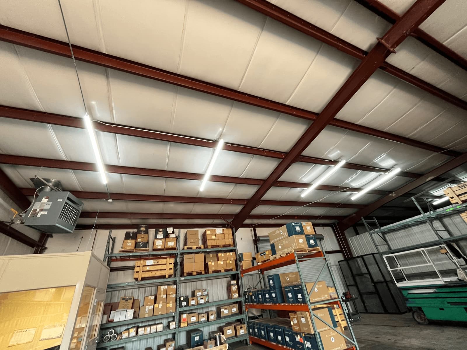 Warehouse interior with new lighting